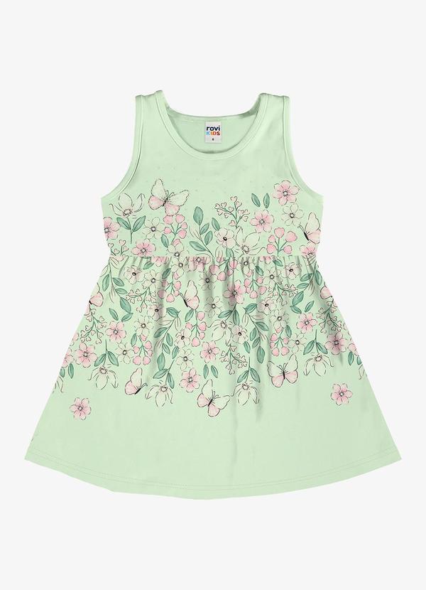 Vestido Infantil com Estampa Floral Verde