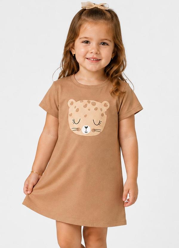 Vestido Infantil com Estampa Marrom