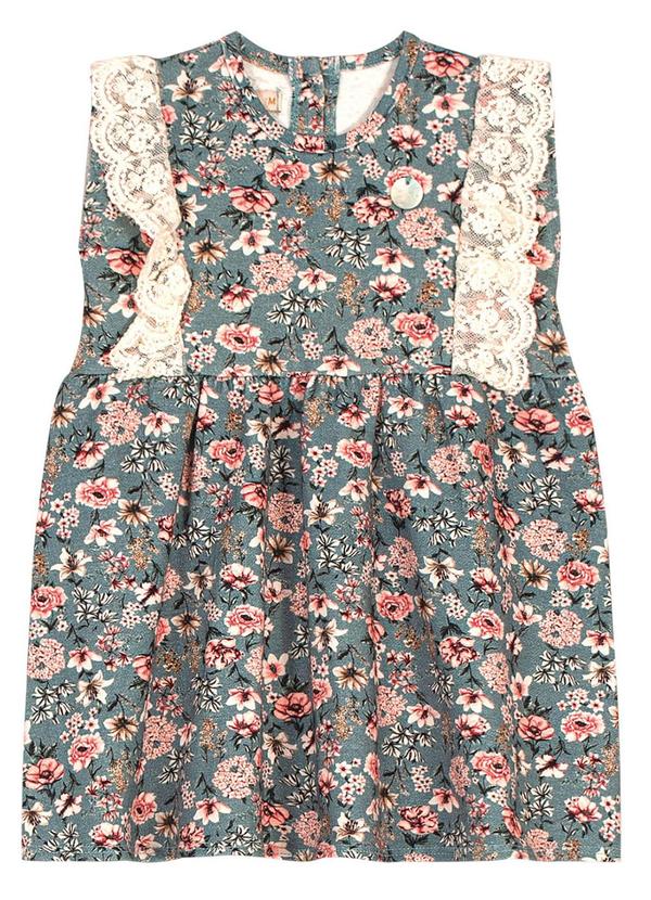 Vista 2 Vestido Infantil com Flores Azul Trick Nick Trick Nick