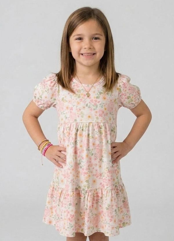 Vestido Infantil com Franzido na Saia Rosa