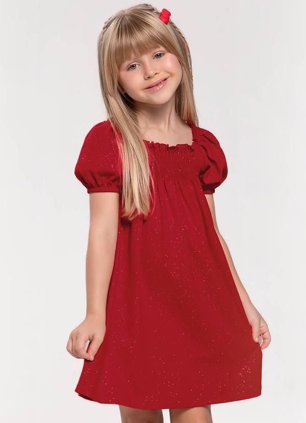 Vista 2 Vestido Infantil com Glitter Vermelho Trick Nick Trick Nick