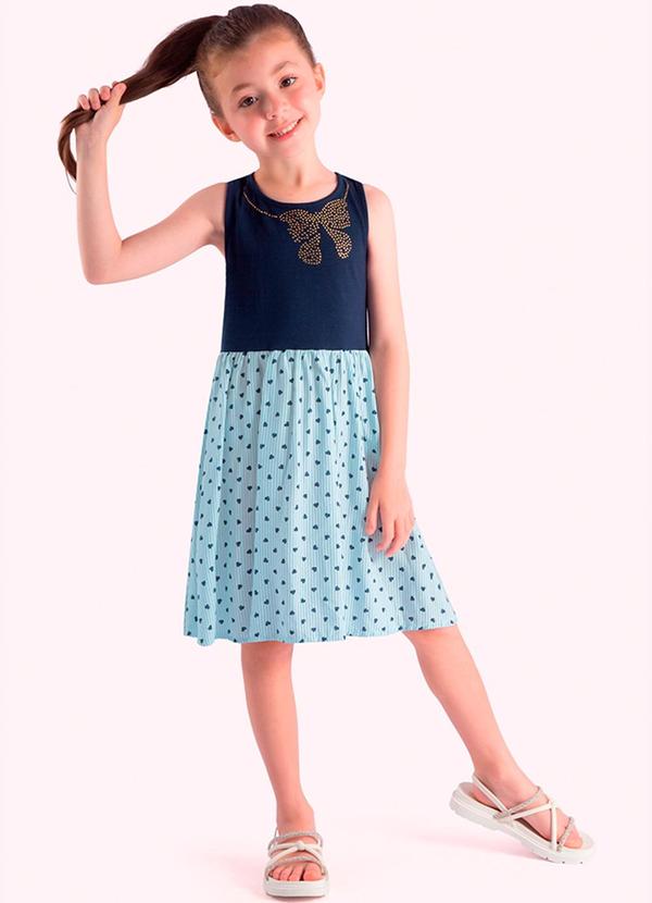 Vista 2 Vestido Infantil com Saia Azul Duduka Duduka