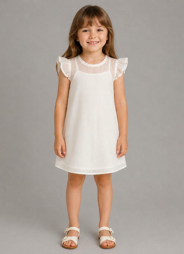 Vista 2 Vestido Infantil com Sobreposição Bege Select Select