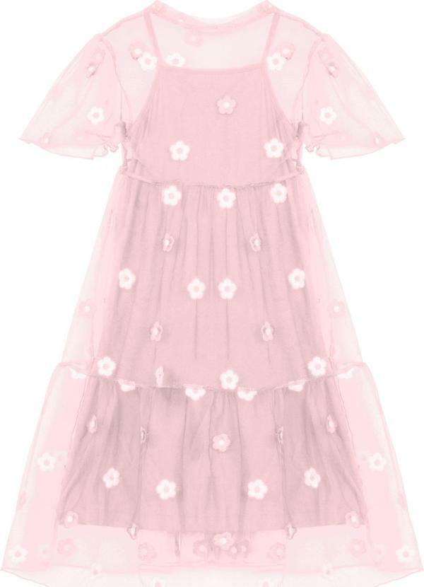 Vestido Infantil com Sobreposição Branco
