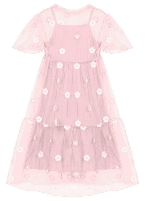 Vestido Infantil com Sobreposição Branco