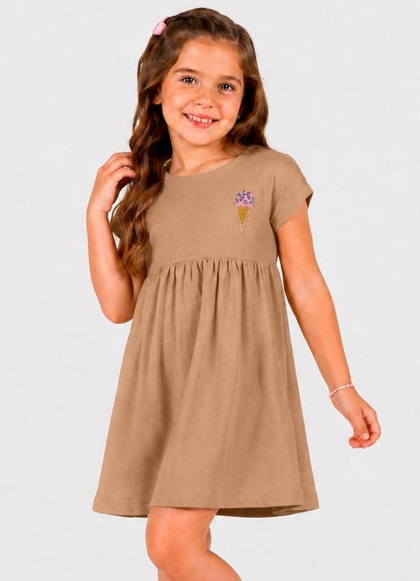 Vestido Infantil com Termocolante Marrom