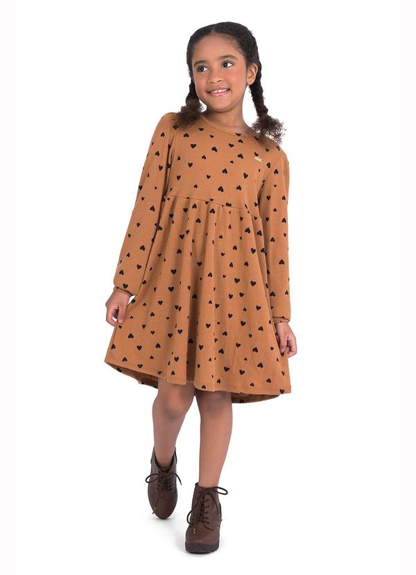 Vestido Infantil Coração Bege