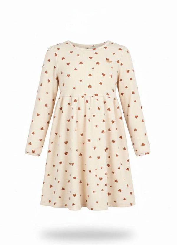 Vestido Infantil Coração Bege
