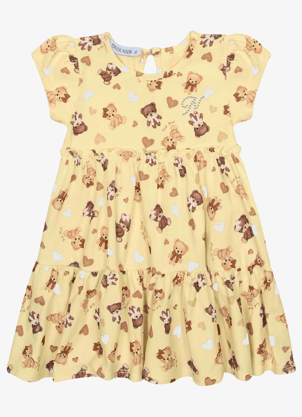 Vista 2 Vestido Infantil Cotton Amarelo Trick Nick Trick Nick