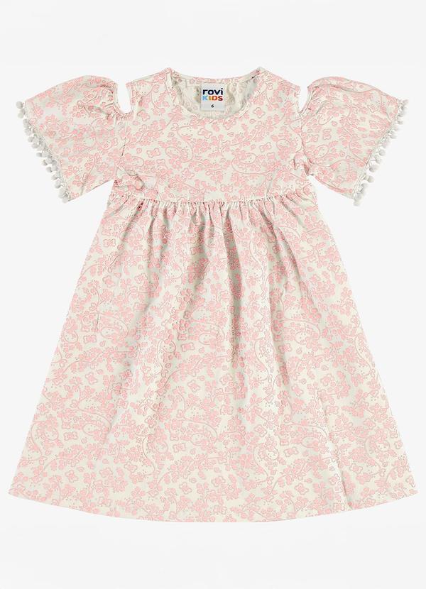 Vestido Infantil Cotton com Pompom Rosa