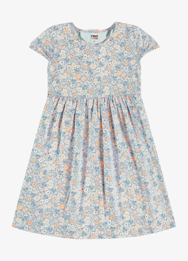 Vestido Infantil Cotton Estampa Floral Azul