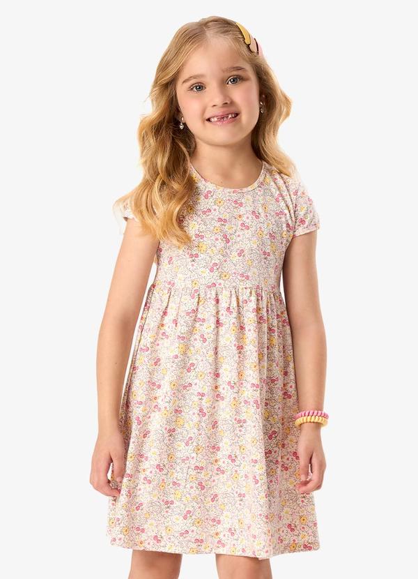 Vestido Infantil Cotton Estampa Floral Rosa