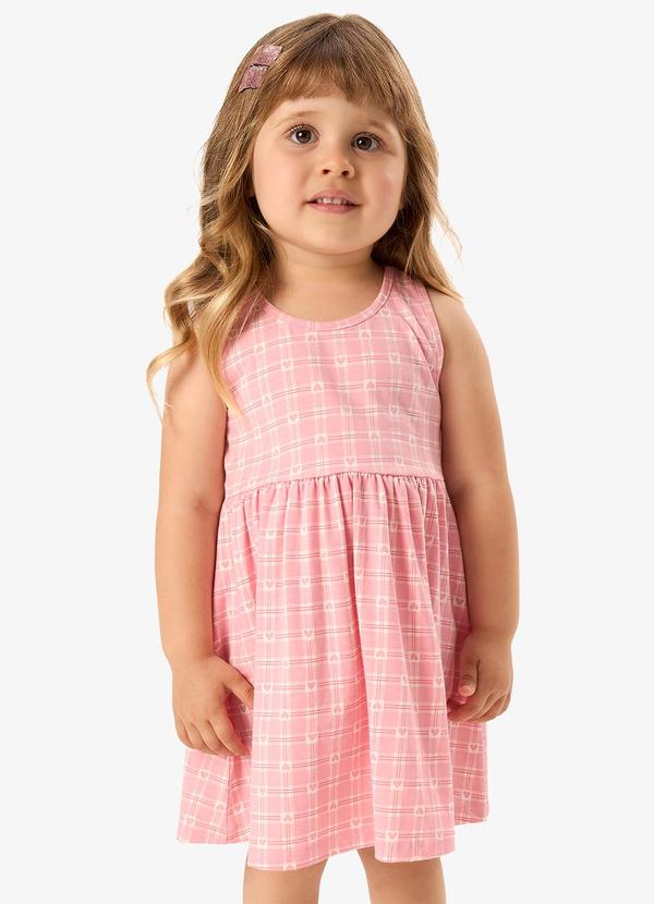 Vestido Infantil Cotton Leve Estampado Rosa