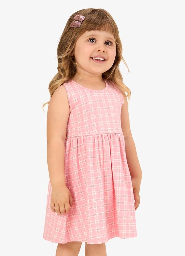 Vestido Infantil Cotton Leve Estampado Rosa