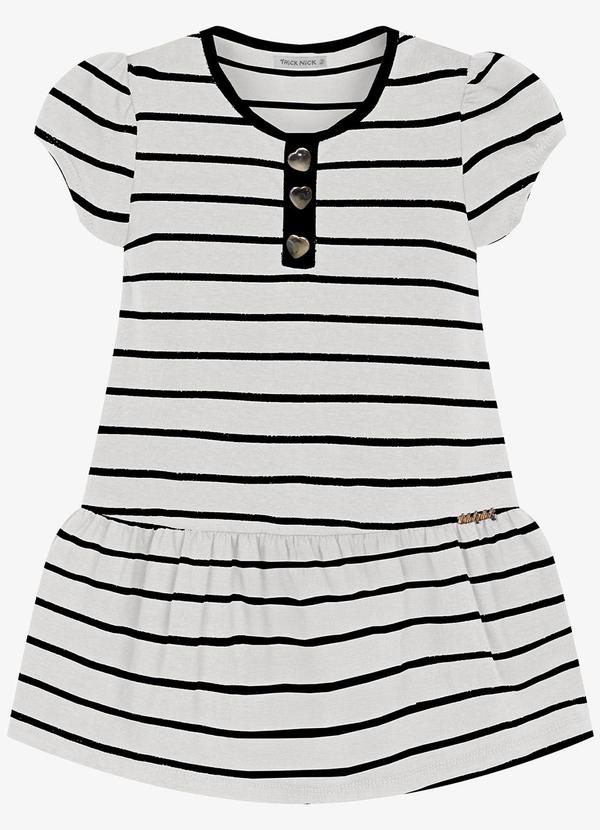 Vestido Infantil Cotton Listrado Preto