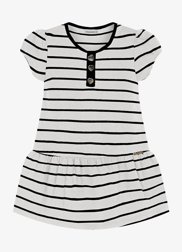 Vestido Infantil Cotton Listrado Bege