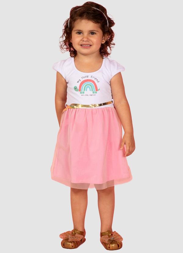 Vestido Infantil Cotton/Tule Bran