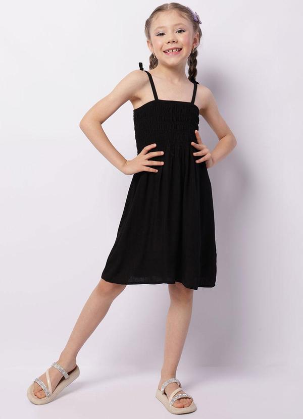 Vestido Infantil Curto Alcinha com Lastex Preto