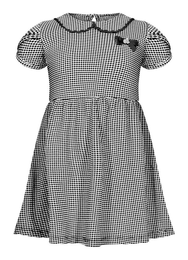 Vestido Infantil Curto com Bordado e Laço Preto