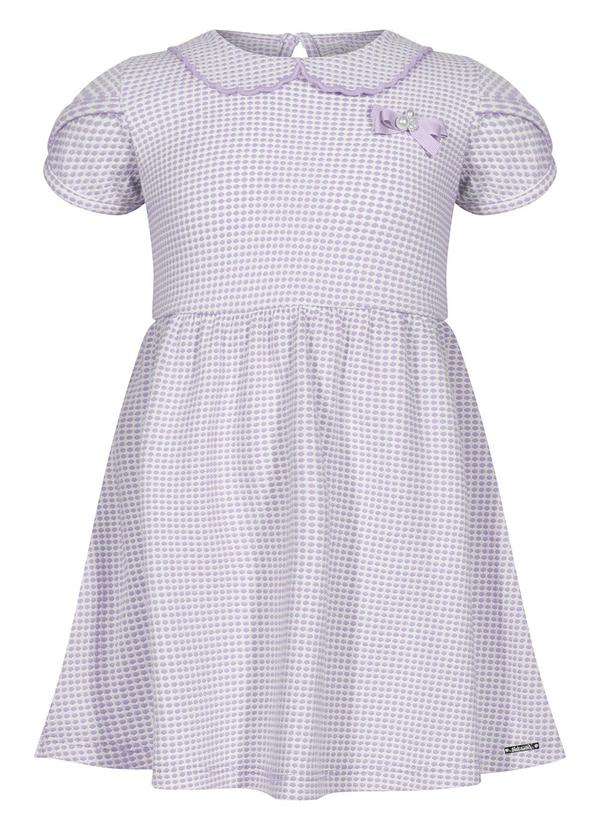 Vestido Infantil Curto com Bordado e Laço Rosa