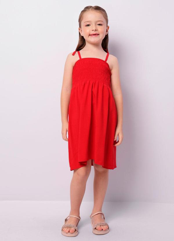 Vestido Infantil Curto Viscose Alcinha Vermelho