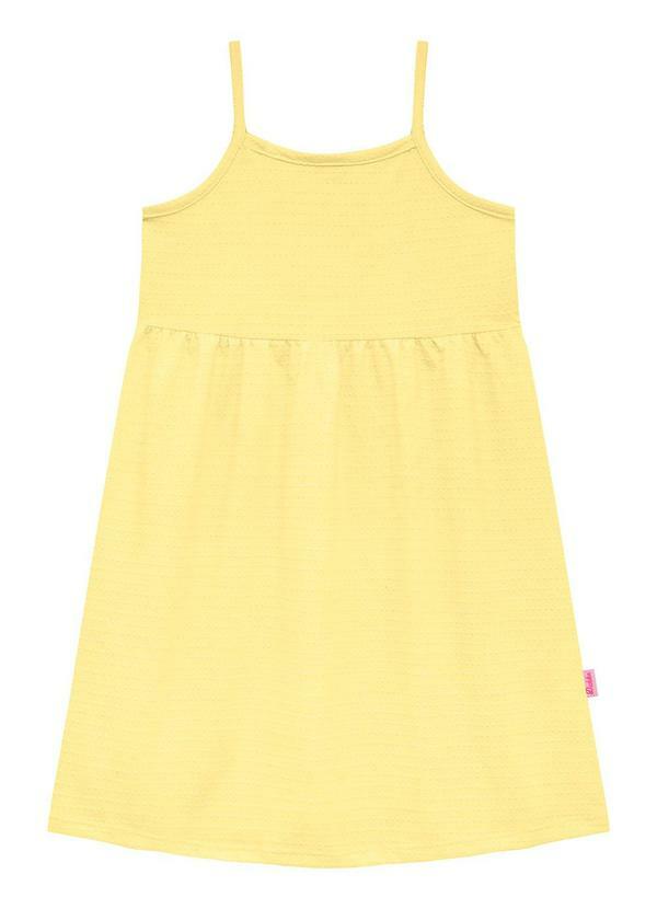 Vestido Infantil de Alça com Etiqueta Amarelo