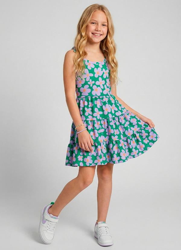 Vestido Infantil de Alcinha Florido Verde