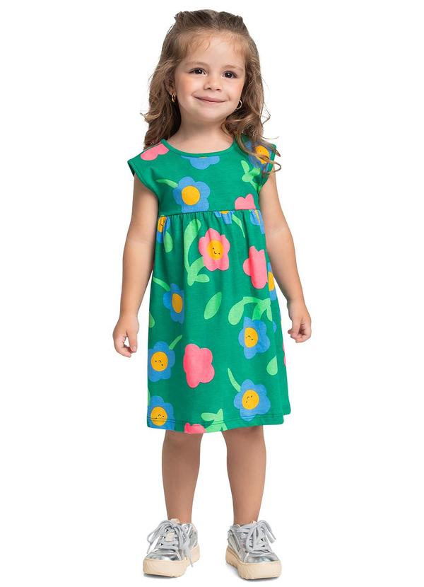 Vestido Infantil de Florezinhas Verde