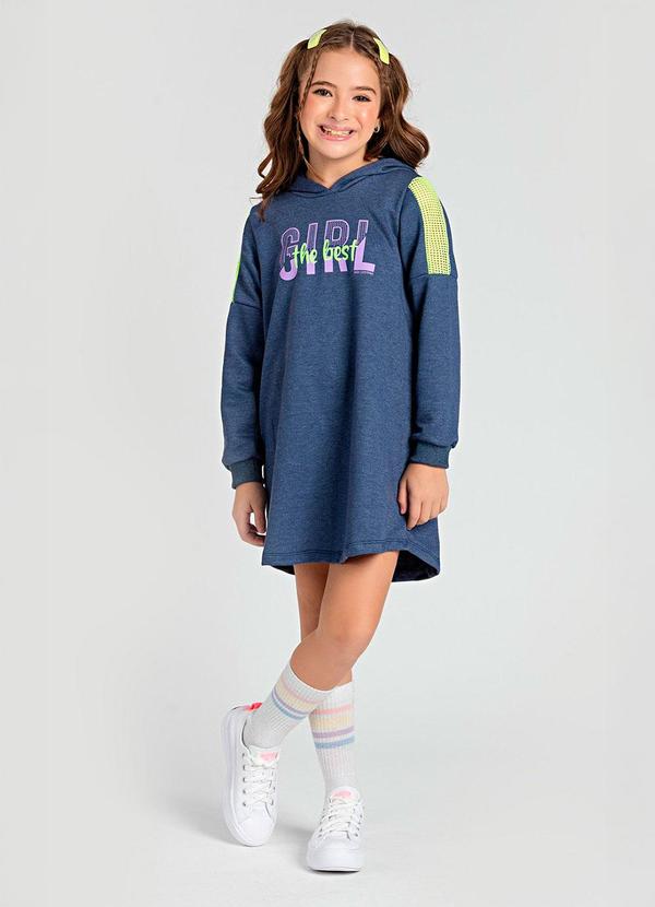 Vestido Infantil de Moletom Girl Marinho