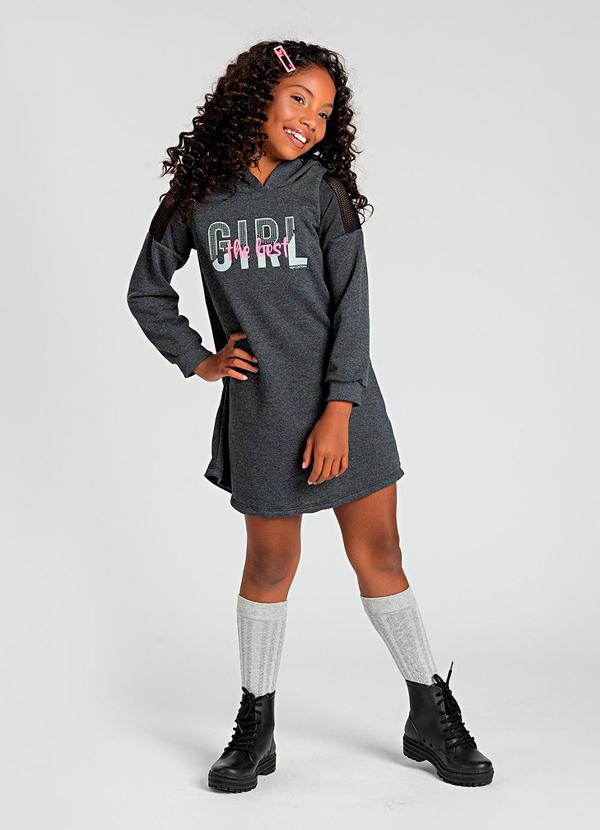 Vestido Infantil de Moletom Girl Preto