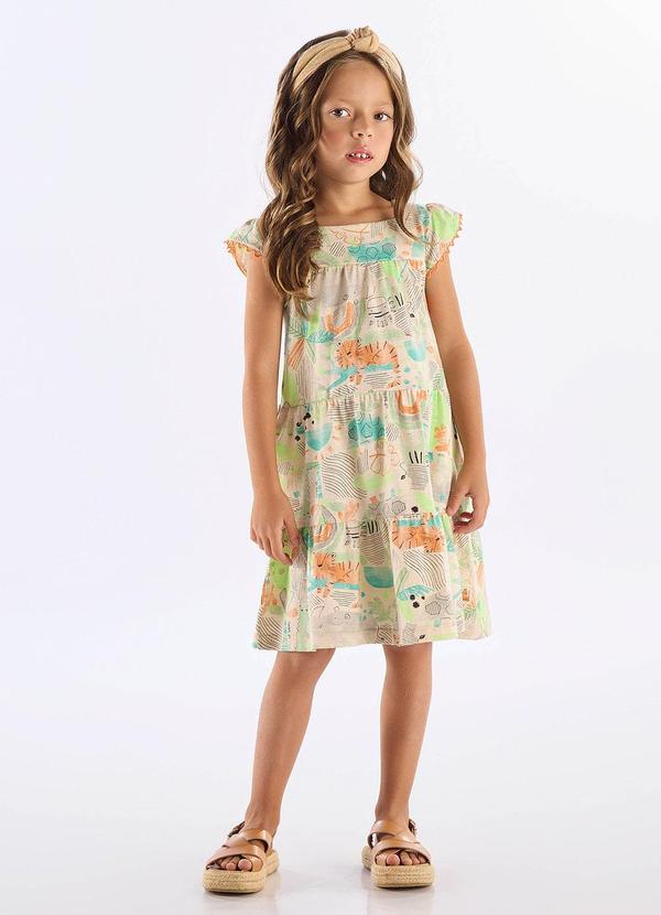 Vestido Infantil em Algodão Flamê Bege