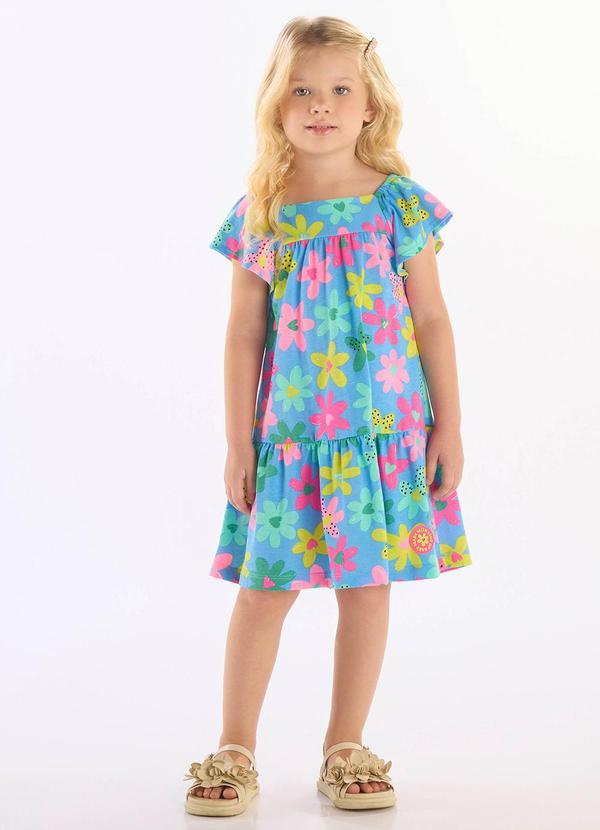 Vestido Infantil em Algodão Azul