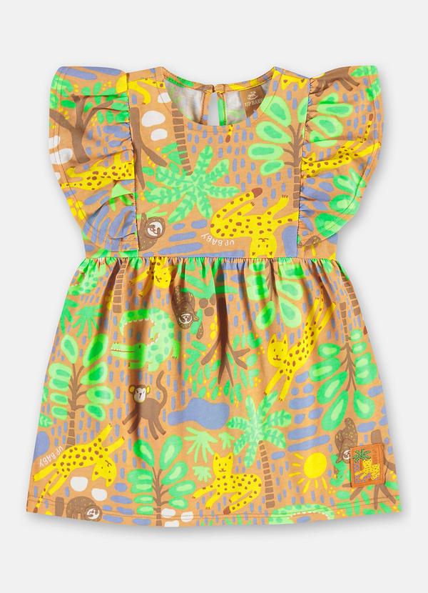 Vestido Infantil em Algodão Marrom