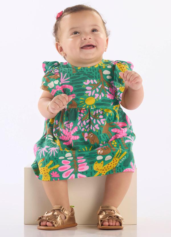 Vestido Infantil em Algodão Verde