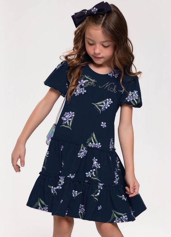 Vista 2 Vestido Infantil em Cotton Leve Azul Trick Nick Trick Nick
