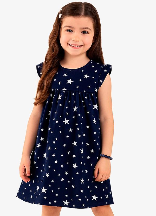 Vestido Infantil em Cotton Leve Azul