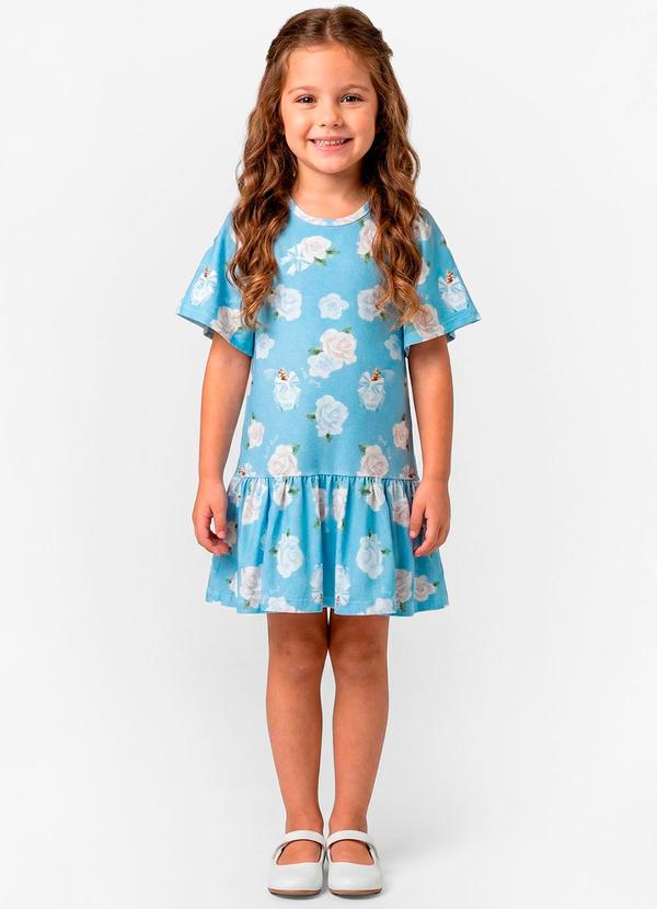 Vestido Infantil em Cotton Leve Azul
