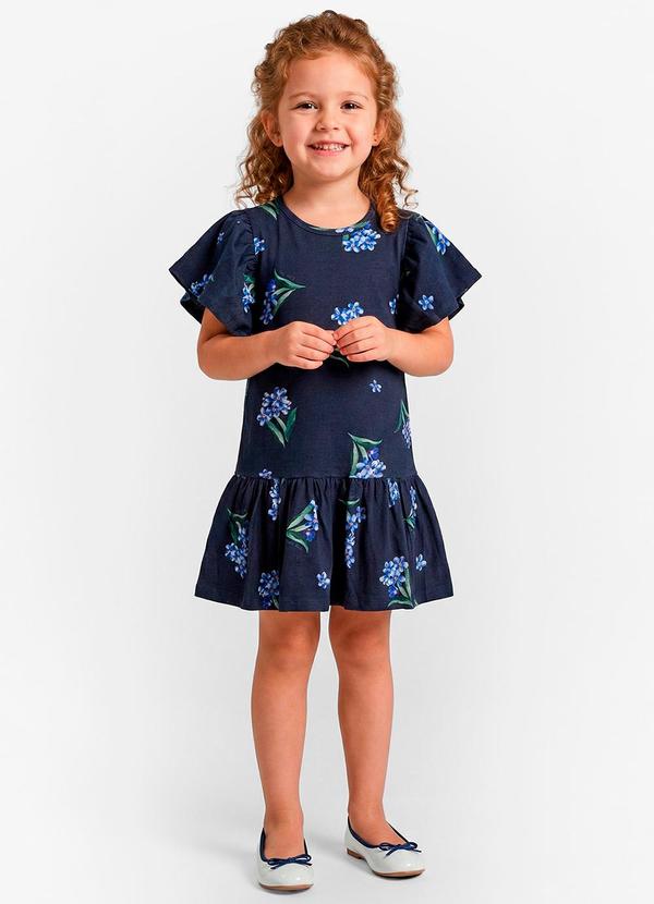 Vestido Infantil em Cotton Leve Azul