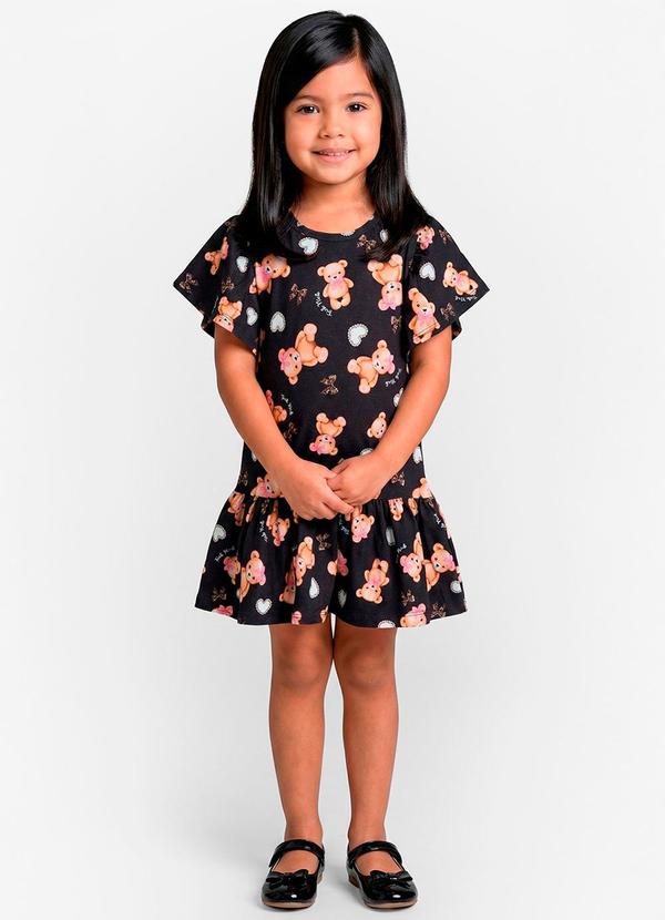 Vestido Infantil em Cotton Leve Preto