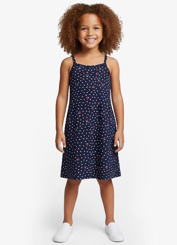 Vestido Infantil em Cotton Leve Rotativo Azul