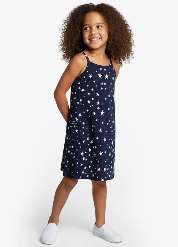 Vista 2 Vestido Infantil em Cotton Leve Rotativo Azul Select Select