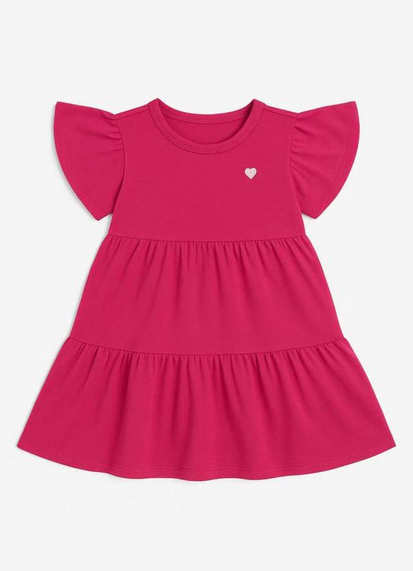 Vestido Infantil em Cotton Penteado Rosa