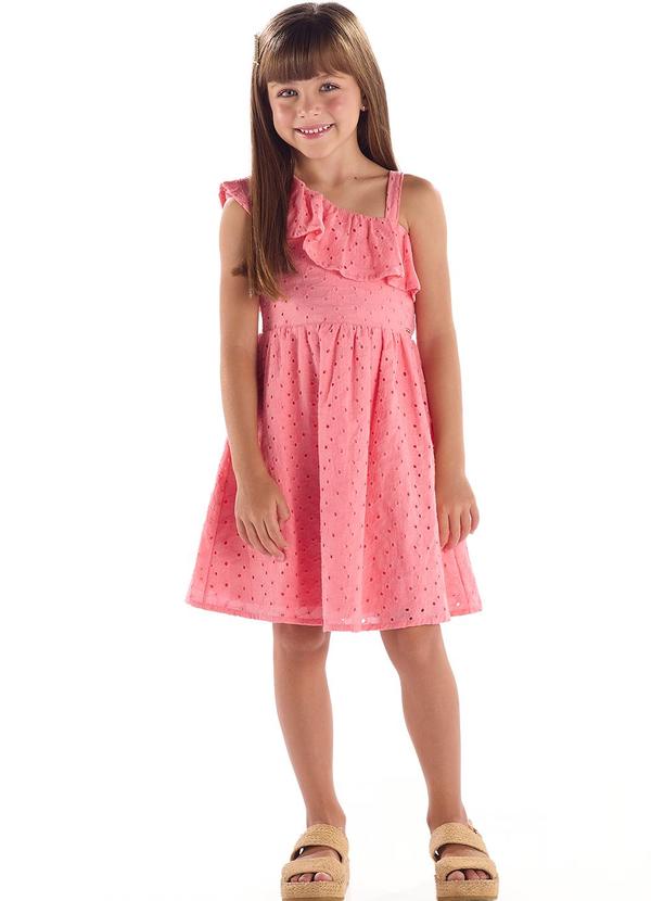 Vista 2 Vestido Infantil em Laise Babado Quimby Rosa Quimby