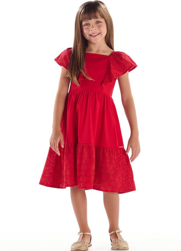 Vestido Infantil em Laise Babado Vermelho