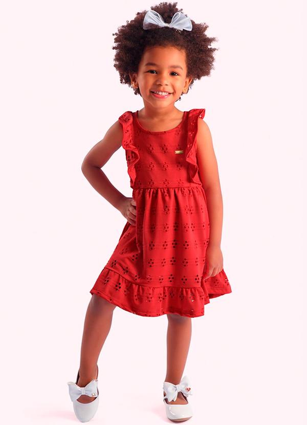 Vista 2 Vestido Infantil em Laise Marrom Duduka Duduka