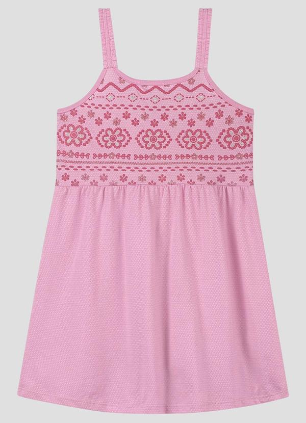 Vestido Infantil em Malha Trabalhada Collor Rosa