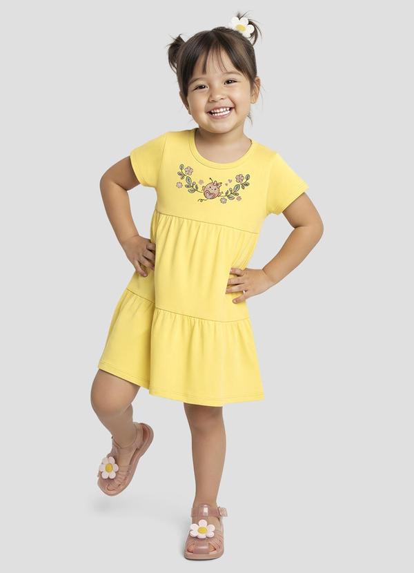 Vestido Infantil em Meia Malha Amarelo