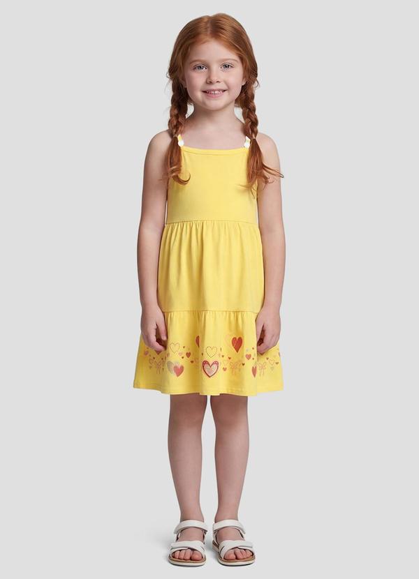 Vestido Infantil em Meia Malha Amarelo