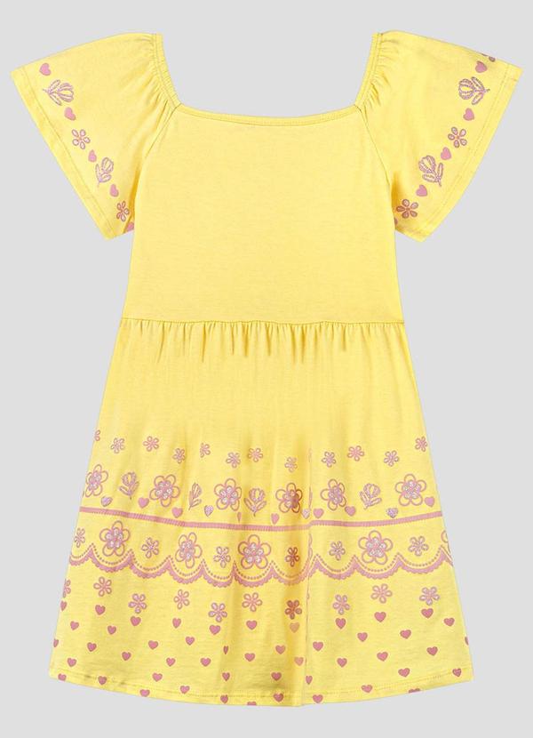 Vestido Infantil em Meia Malha Amarelo
