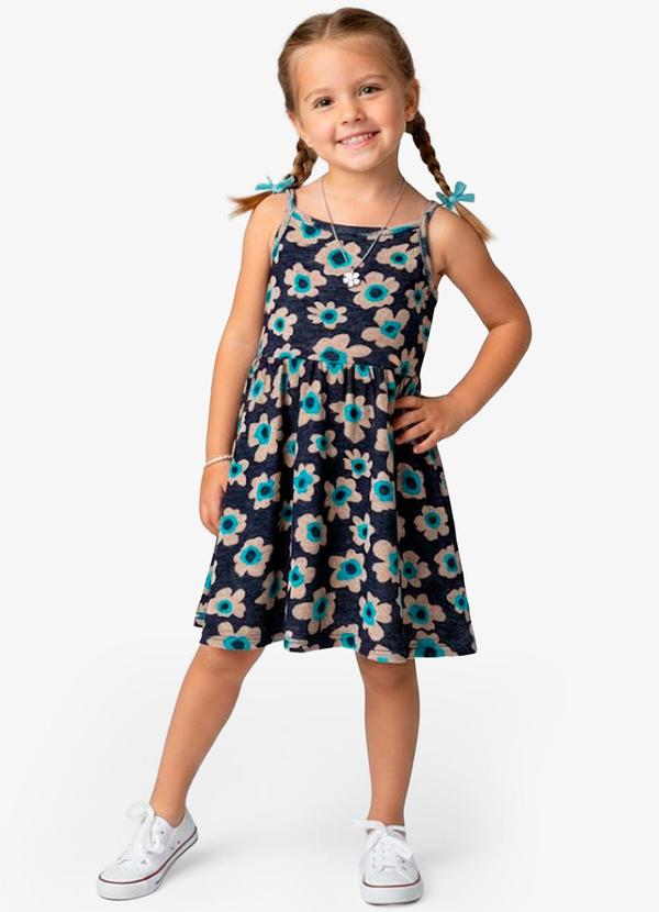 Vestido Infantil em Meia Malha Azul